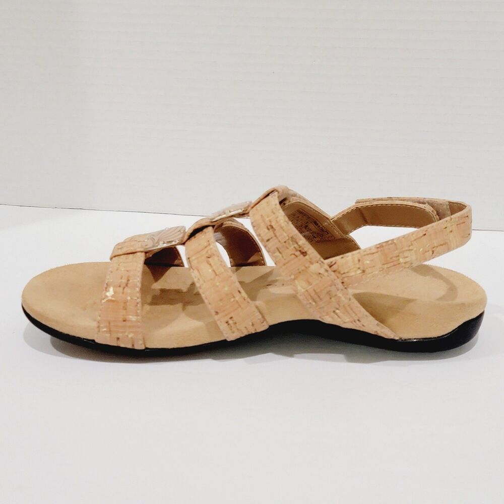 Vionic Rest Amber Sandals Womens Size 8 Tan Gold Cork Back Strap Flats Slingback - Picture 8 of 12